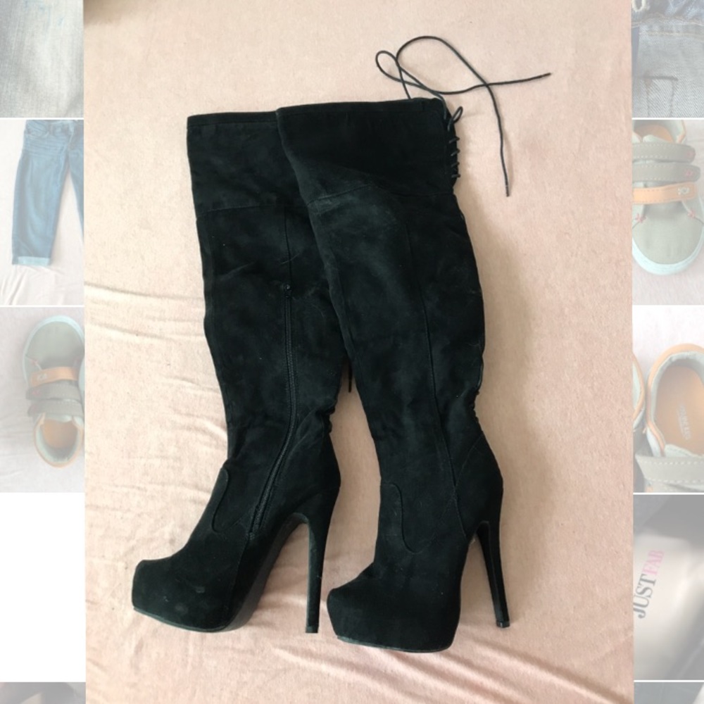 Over the knee Black stiletto heel boots